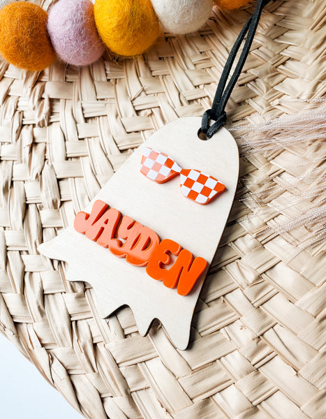 Checkered Sunglass Boo Basket Tag