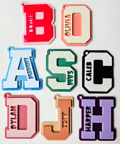 Varsity Letter Backpack tag