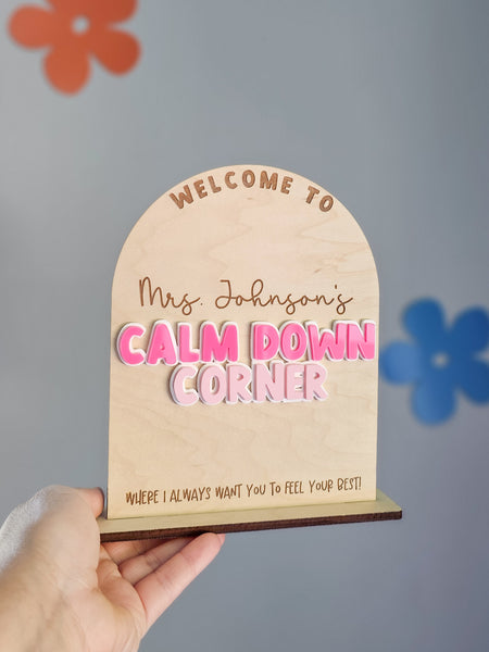 Calm Down Corner Sign with Teacher's Name