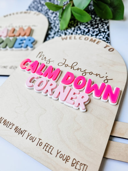 Calm Down Corner Sign with Teacher's Name
