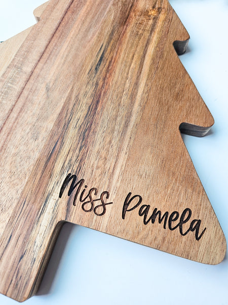 Christmas Tree Cutting Board, Towel and Spoon Set