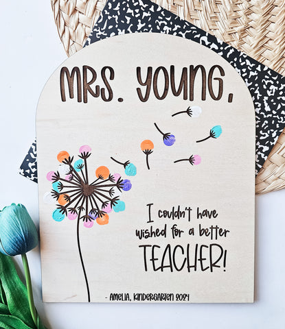 Dandelion Teacher Fingerprint Keepsake