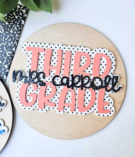 Polka Dot Round Teacher Sign