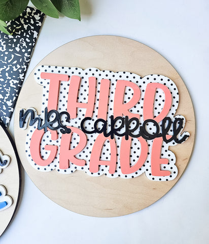 Polka Dot Round Teacher Sign