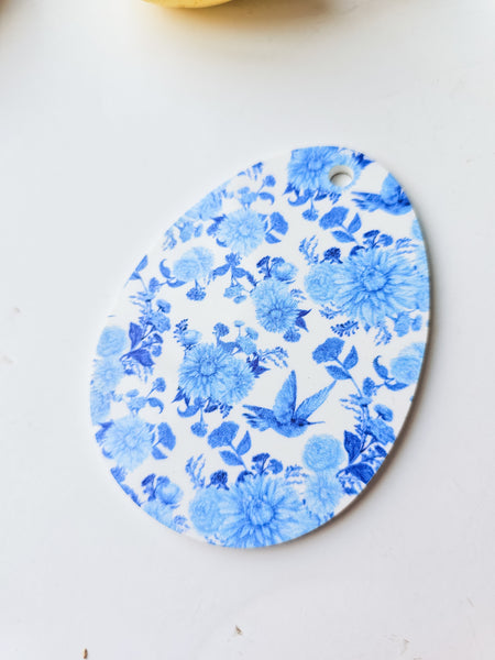 Blue floral acrylic tag