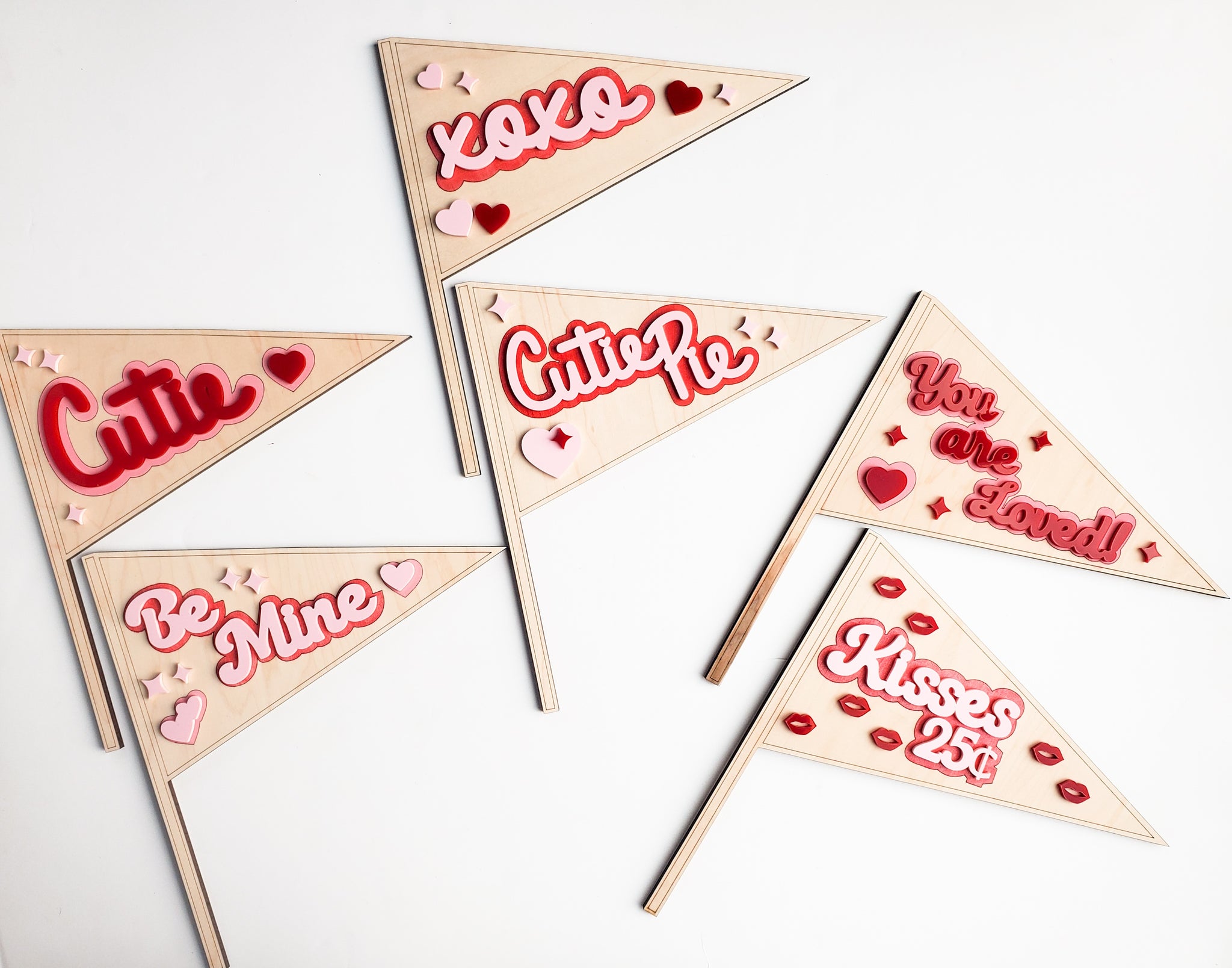 Valentine's Day Wooden Pennant Flag