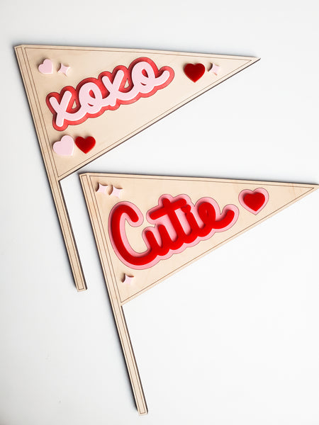 Valentine's Day Wooden Pennant Flag