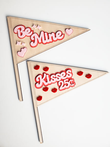 Valentine's Day Wooden Pennant Flag