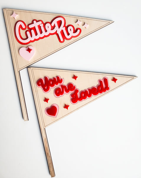 Valentine's Day Wooden Pennant Flag