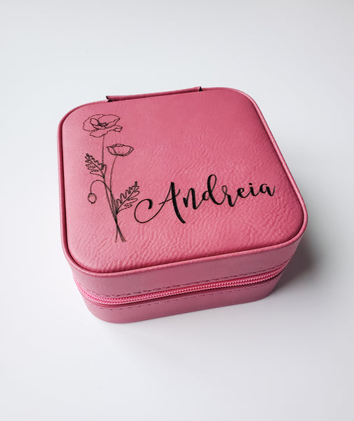 Birth Month Flower Travel Jewelry Case