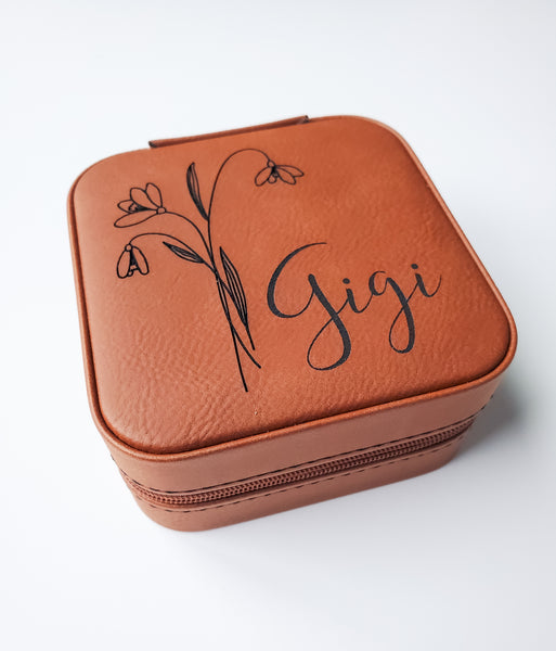 Birth Month Flower Travel Jewelry Case