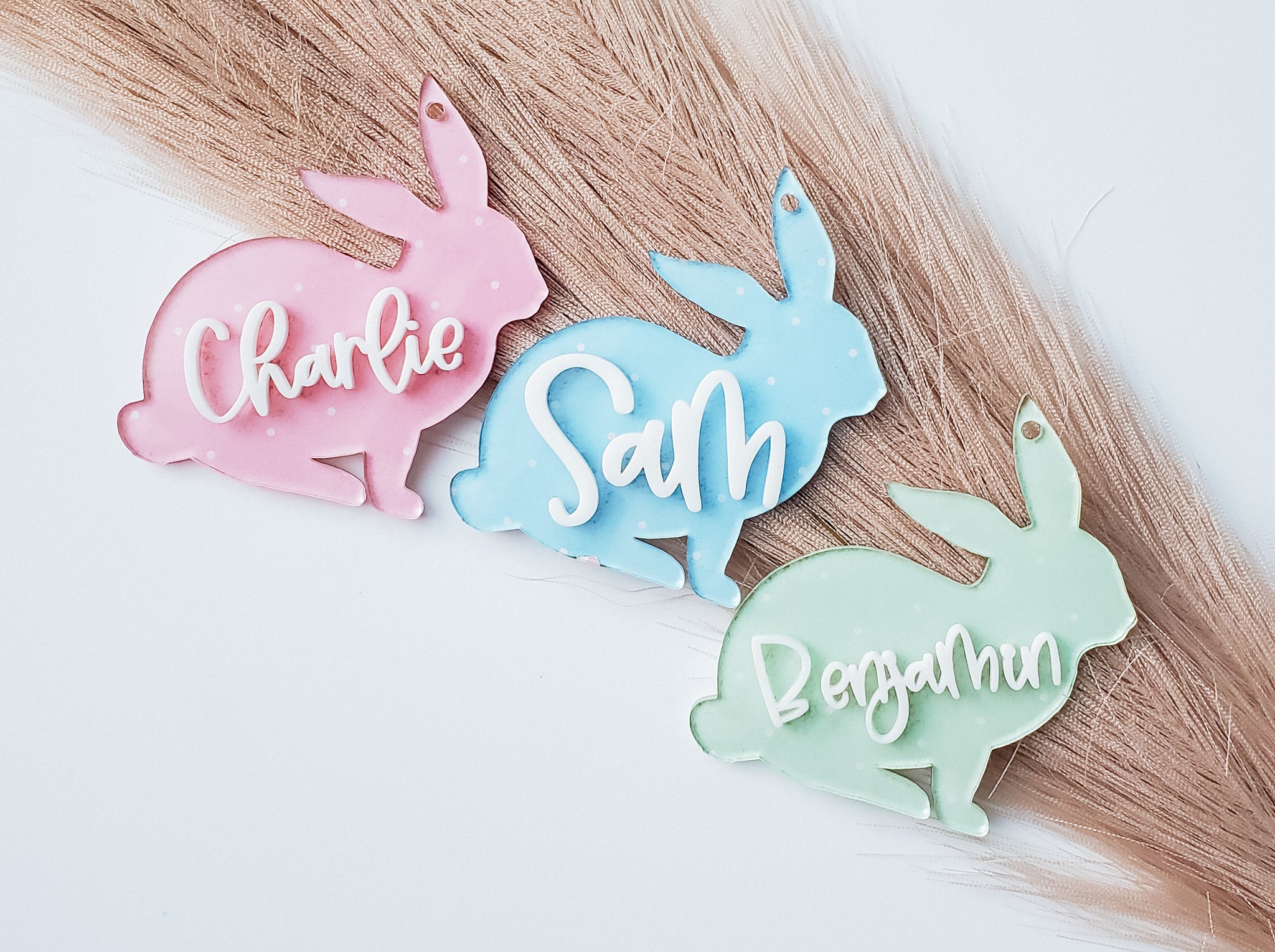 Polka Dot Acrylic Bunny Tag