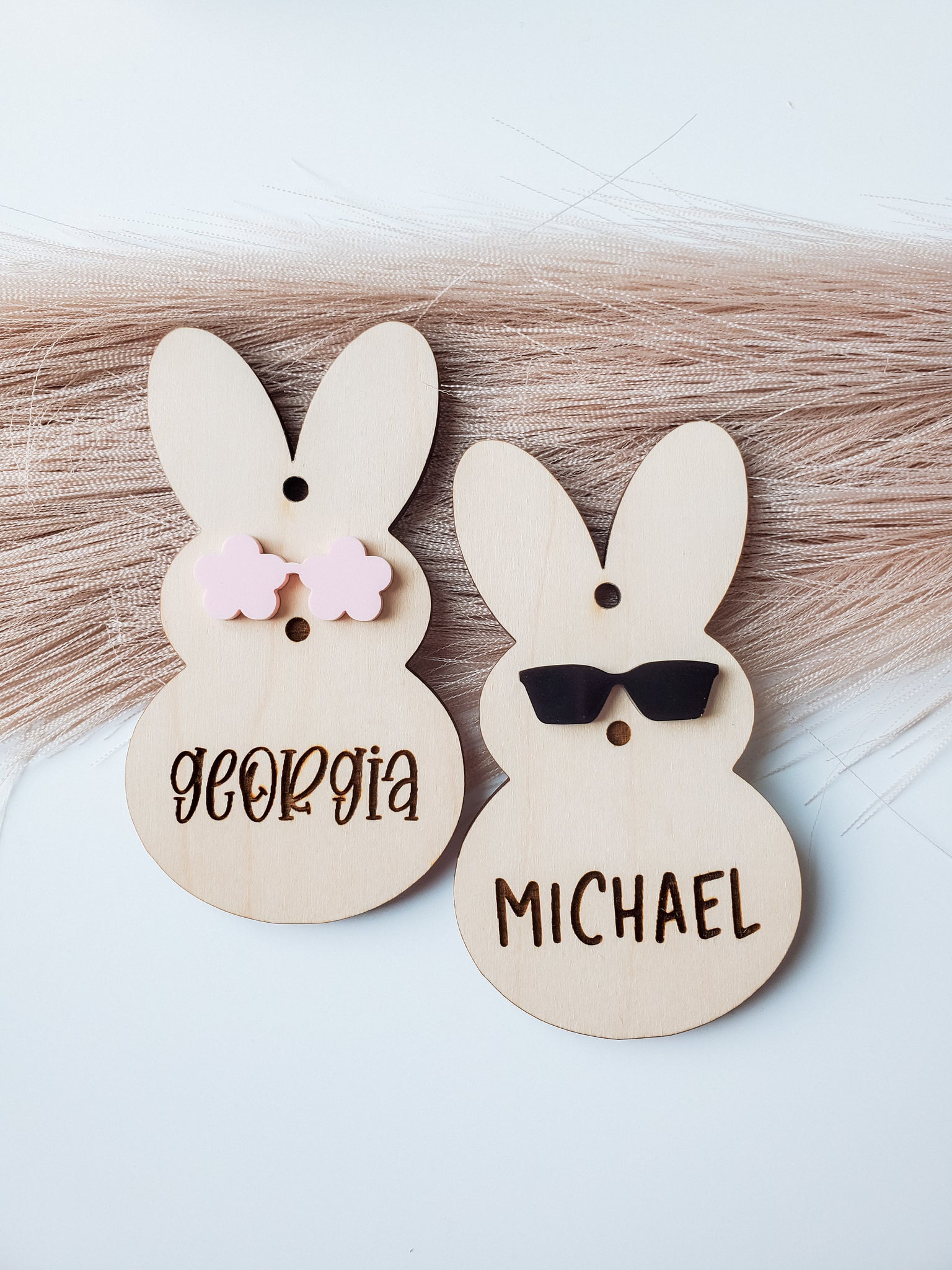 Wood Sunglass Bunny Tag